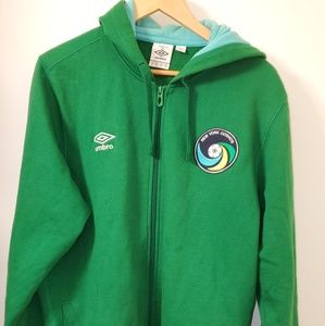 Vintage umbro New York cosmos zip up hooded jacket